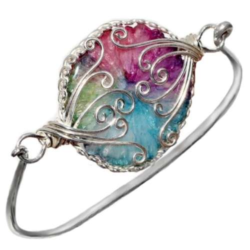 Handmade Rainbow Solar Quartz Gemstone set in .925 Sterling Silver Plated Ring size 7 or O