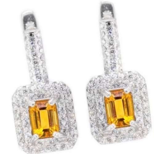 Earth Mined 33.8 Cts Natural Madeira Citrine .925  Sterling Silver Earrings