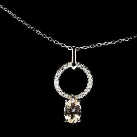 Deluxe Natural Unheated Morganite and White Cubic Zirconia in Solid .925 Sterling Silver Earrings