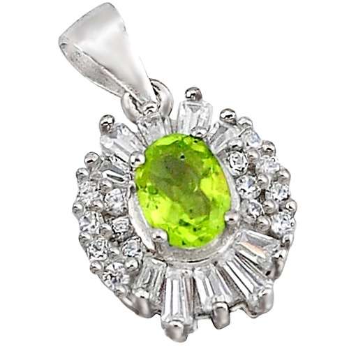 Save R800 Exquisite Natural Peridot, White Topaz Gemstone  Solid .925 Silver Set