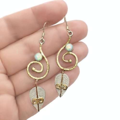 Three Tone Ethiopian Fire Opal Solid.925 Sterling Silver Earrings