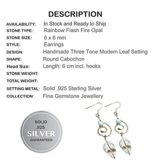 Three Tone Ethiopian Fire Opal Solid.925 Sterling Silver Earrings
