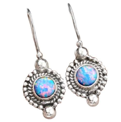 Dainty Australian Fire Opal Antique Style Solid.925 Sterling Silver Earrings