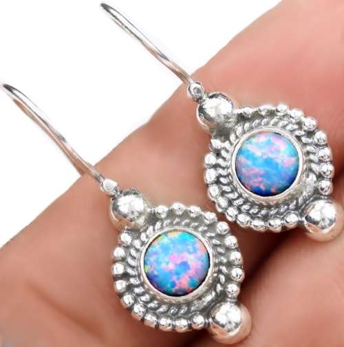 Dainty Australian Fire Opal Antique Style Solid.925 Sterling Silver Earrings