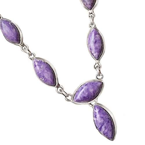 Charming Lilac Exact Match Mosaic Jasper Gemstone 925 Silver Necklace and Earrings