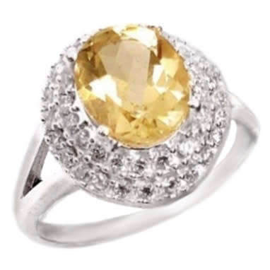 5.65 Cts Natural Sunny Citrine and White Topaz  set in Solid .925 Sterling Silver Ring Size 8 / Q