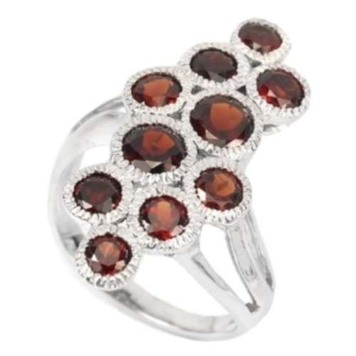 Natural Unheated Cambodian Garnet Solid .925 Sterling Silver 14K white Gold Ring Size 7 or O