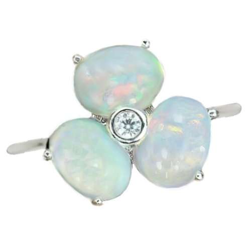 Natural Unheated Full Flash Ethiopian Fire Opal CZ Gemstone Solid .925 Sterling Ring Size 7 or O