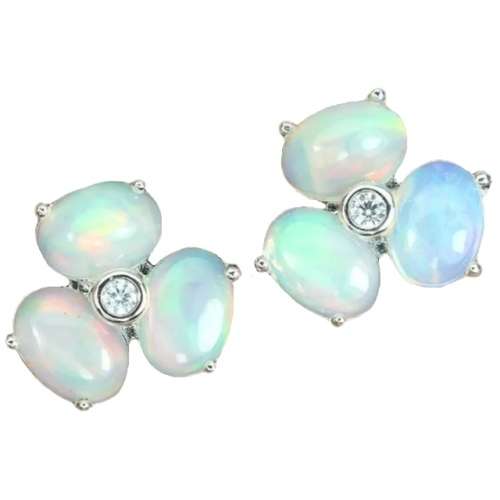 Natural Unheated Full Flash Ethiopian Fire Opal CZ Gemstone Solid .925 Sterling Ring Size 7 or O
