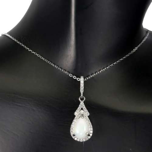 Deluxe Unheated Ethiopian Rainbow Full Flash Fire Opal Solid .925 Sterling Pendant Necklace