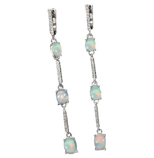 Deluxe Unheated Rainbow Full Flash Rainbow Fire Opal Solid .925 Sterling 14K W Gold Necklace