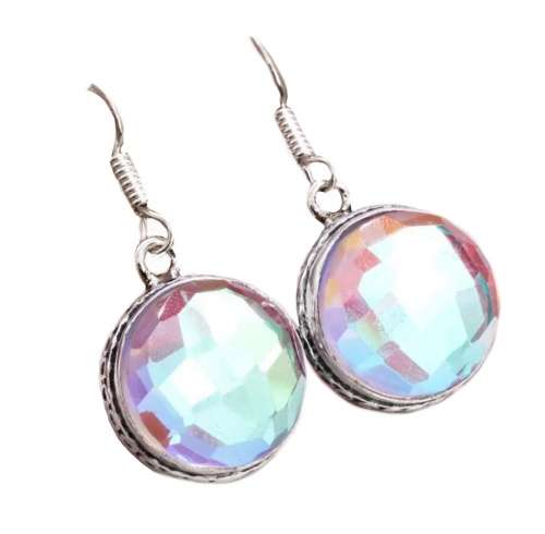 Aqua Pink Madagascar Fire Topaz Mixed Shape in .925 Silver Sterling Plated Y Shape Handmade Necklace