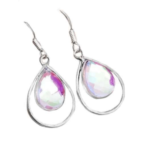 Aqua Pink Rainbow Mystic Topaz set in  .925 Sterling Silver Plated Handmade Bracelet
