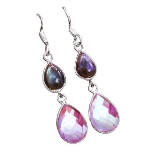 Aqua Pink Rainbow Mystic Topaz set in  .925 Sterling Silver Plated Handmade Bracelet