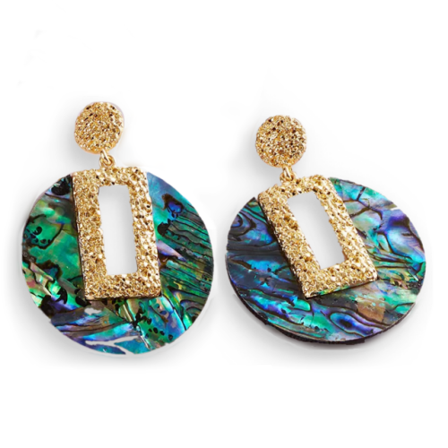 Handmade Simulated Acrylic Abalone Shell Fashion Stud Earrings