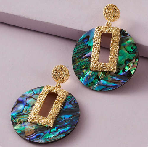 Handmade Simulated Acrylic Abalone Shell Fashion Stud Earrings