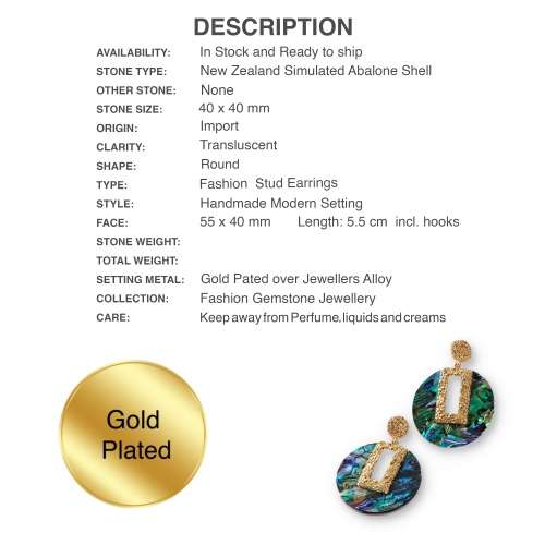 Handmade Simulated Acrylic Abalone Shell Fashion Stud Earrings