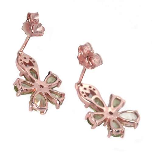 Natural Unheated Peridot, Lemon Quartz Cubic Zirconia Gemstone Solid .925 Sterling Silver Earrings