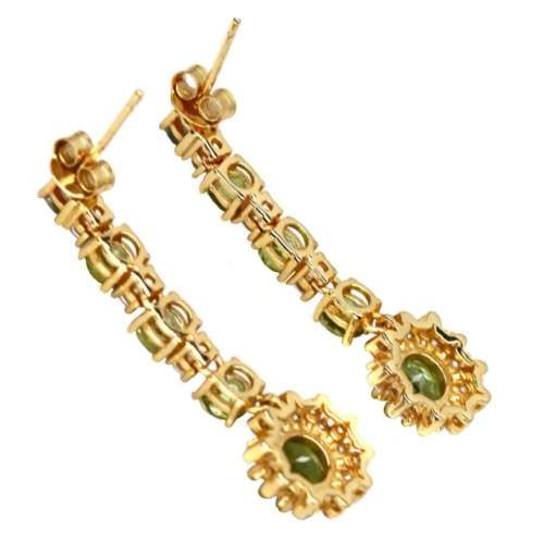 Natural Unheated Peridot, White Cubic Zirconia Gemstone Solid .925 Sterling Silver Earrings