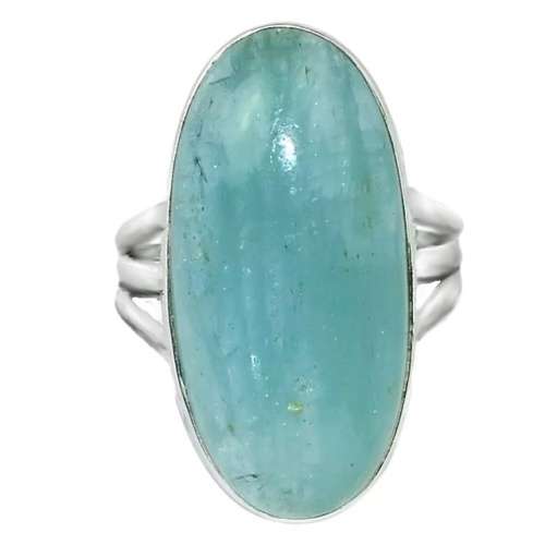 13 x 15 mm Natural Brazilian Aquamarine Set in Solid .925 Sterling Silver Ring Size 9.5 OR S1/2