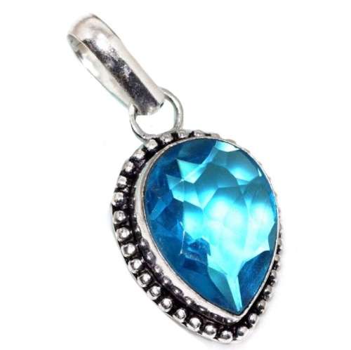 Handmade Blue Topaz Gemstone .925 Sterling Silver Pendant
