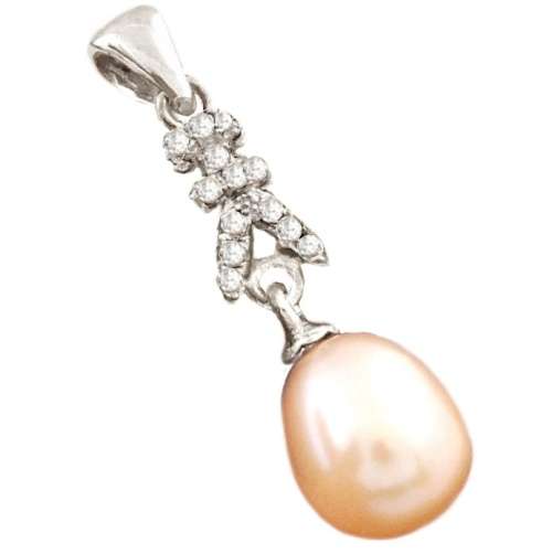 Natural Creamy Pink Pearl White Cubic Zirconia Solid 925 Sterling Silver Huggie Earrings