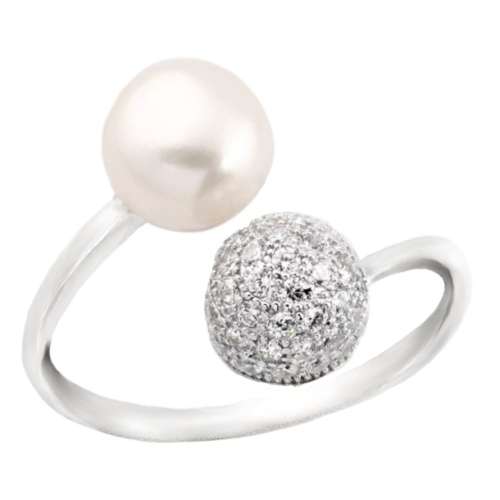 Dainty Natural White Pearl, White Cubic Zirconia Solid .925 Sterling Silver Pendant & Earrings Set