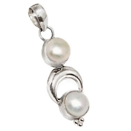 Creamy White River Pearl set in. 925 Sterling Silver Plated Handmade Pendant