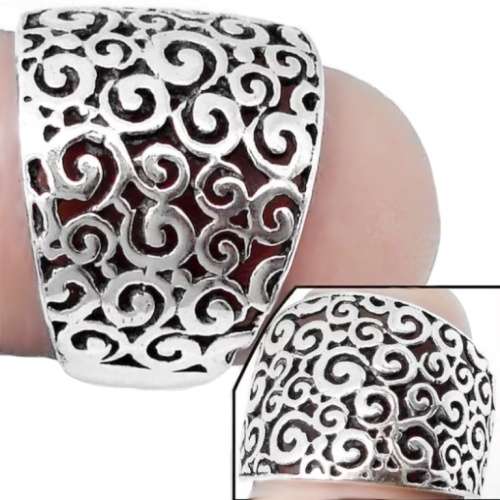 Indonesian Bali-Java  Solid .925 Sterling Silver Scroll Detail Ring Size 7 or O