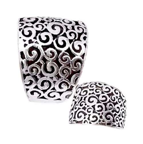 Indonesian Bali-Java  Solid .925 Sterling Silver Scroll Detail Ring Size 7 or O