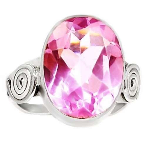 Handmade Pink Topaz Gemstone set in Solid .925 Sterling Silver Ring Size US 9 or R1/2