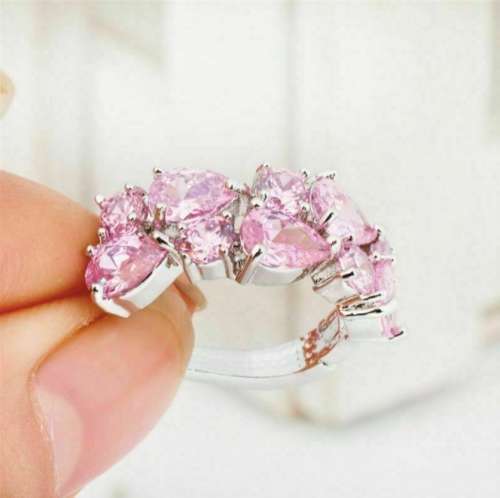 Pink Topaz Mixed Shapes set .925 Sterling Silver Plated Stud Earrings