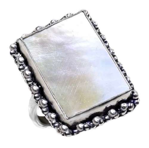 Natural Mother Of Pearl and White River Pearl in.925 Sterling Silver Plated Mixed Shape Earrings
