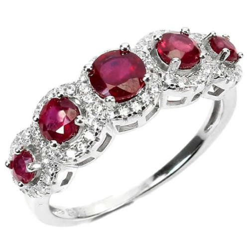 14 x Deluxe Natural  Blood Red Ruby Gemstone Set in Solid .925 Sterling Silver 14K W/Gold Earrings