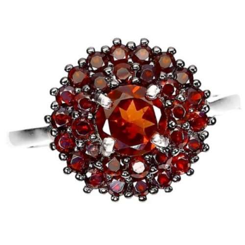 Outstanding 31 Unheated Mozambique Garnets, Solid .925 Sterling Silver Ring US 7 or O