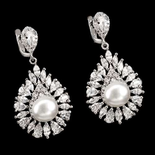 Natural Creamy White Pearl ,White CZ  set in Solid .925 Sterling Silver Ring Size US 9.5 or S1/2