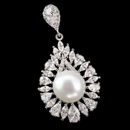 Natural Creamy White Pearl ,White CZ  set in Solid .925 Sterling Silver Ring Size US 9.5 or S1/2
