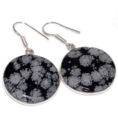 Natural Snowflake Obsidian Mixed Shapes set in .925 Sterling Silver Plated Handmade Pendant