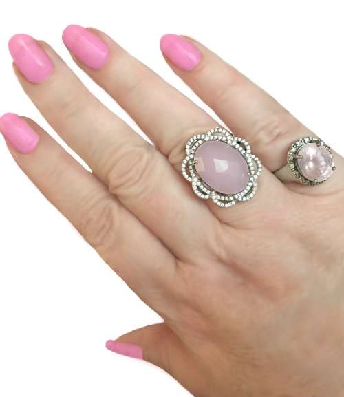 Turkey- Istanbul 15.68 cts Chalcedony White Topaz set in Solid .925 Sterling Silver Ring Size 8 / Q