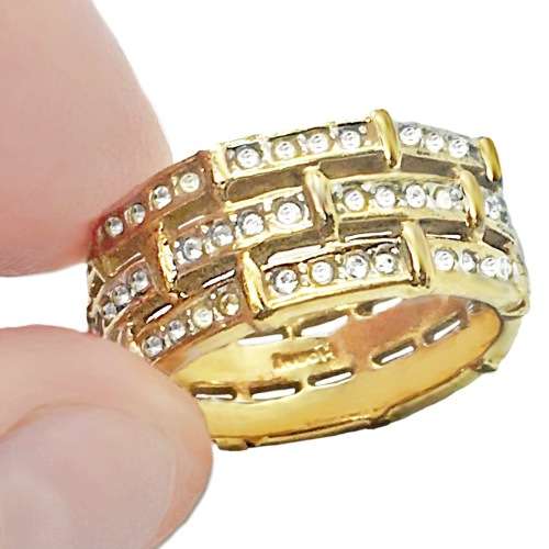 Sparkly White Cubic Zirconia Eternity Gold Plated Cocktail Ring Size US 8 or UK Q