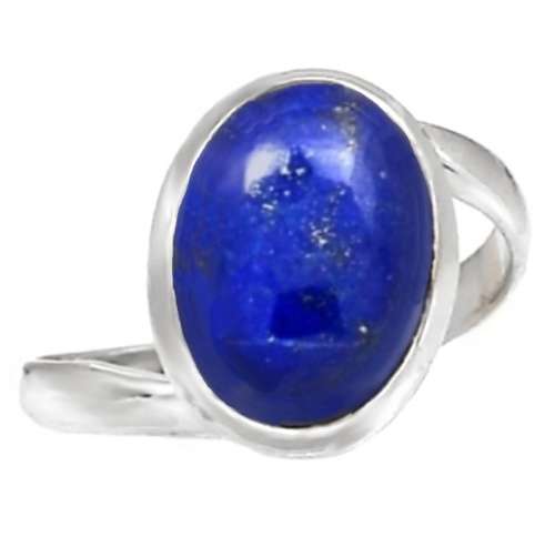 Natural Lapis Lazuli Oval Gemstone set in  Solid .925 Sterling Silver Ring Size US 9 / R1/2