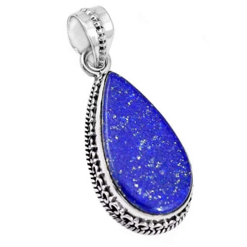 Enchanting Natural Lapis Lazuli Gemstone Solid .925 Silver Pendant