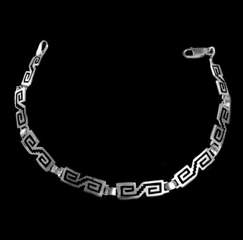Handmade Mexican Aztec Design set in Solid .925 Silver Bracelet