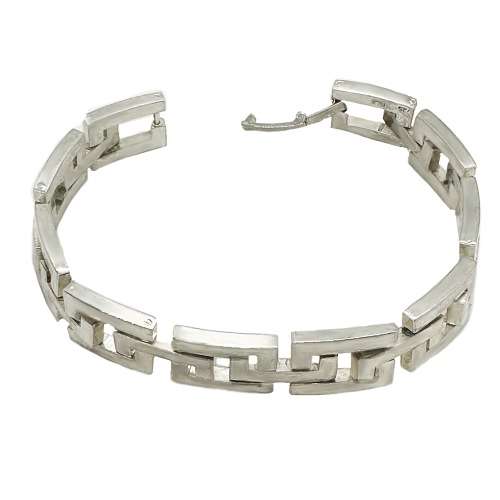 18 cm Handmade Eternity Links Hallmarked MEX .925 Sterling Silver Bracelet for Men
