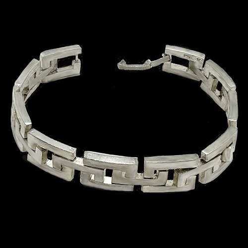 18 cm Handmade Eternity Links Hallmarked MEX .925 Sterling Silver Bracelet for Men