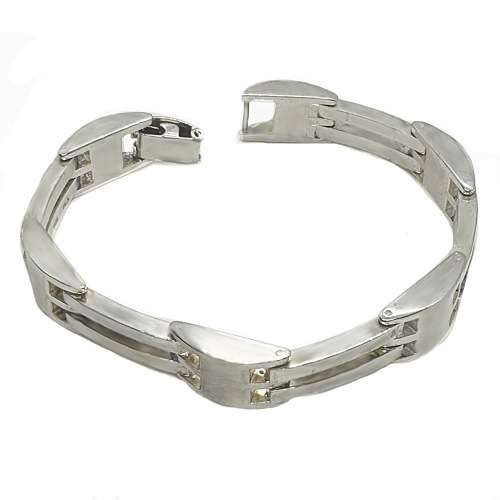 Handmade Masculine Links Hallmarked MEX .925 Sterling Silver Bracelet for Men