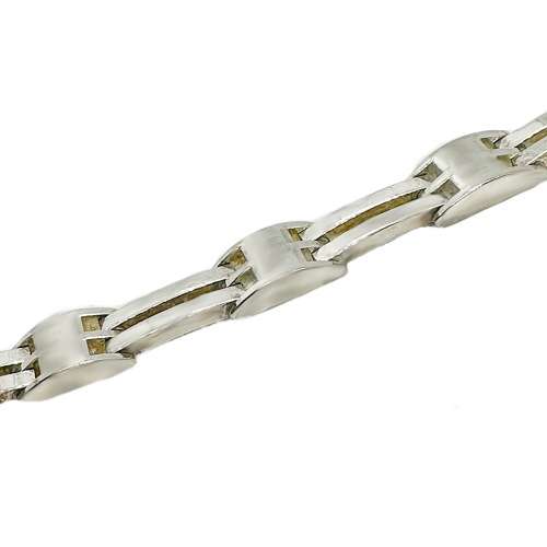 Handmade Masculine Links Hallmarked MEX .925 Sterling Silver Bracelet for Men