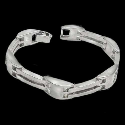Handmade Masculine Links Hallmarked MEX .925 Sterling Silver Bracelet for Men