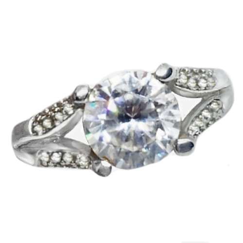 AAA White Cubic Zirconia Engagement set in Solid .925 Sterling Silver Ring Size US 7 / UK O