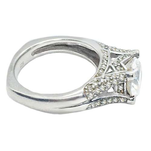 AAA White Cubic Zirconia Engagement set in Solid .925 Sterling Silver Ring Size US 7 / UK O